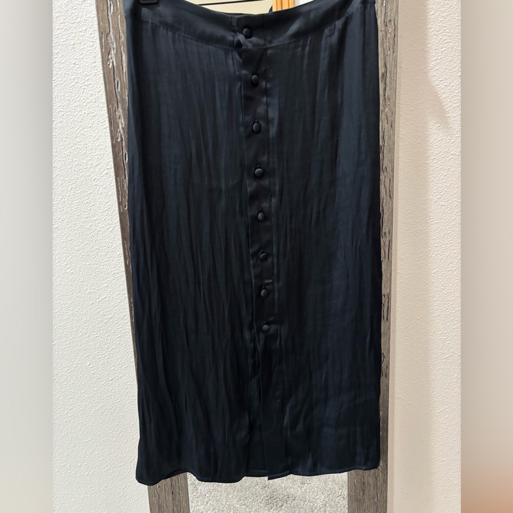 Free people silk Black Button-Down Skirt
